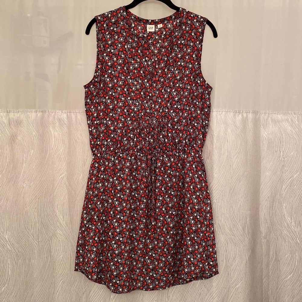 Gap Sleeveless Floral Drawstring Waist Dress with Pockets